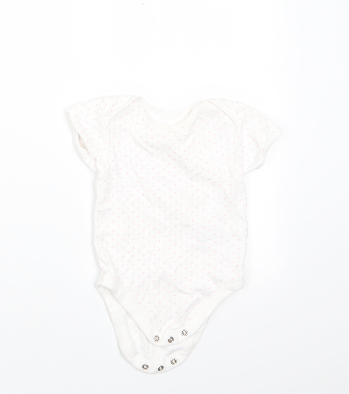 George Girls Pink Polka Dot Cotton Romper One-Piece Size 9-12 Months  Snap - Heart Polka dots