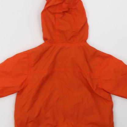 Brand and care label for Gap boys’ orange rain coat jacket, size 2, years zip