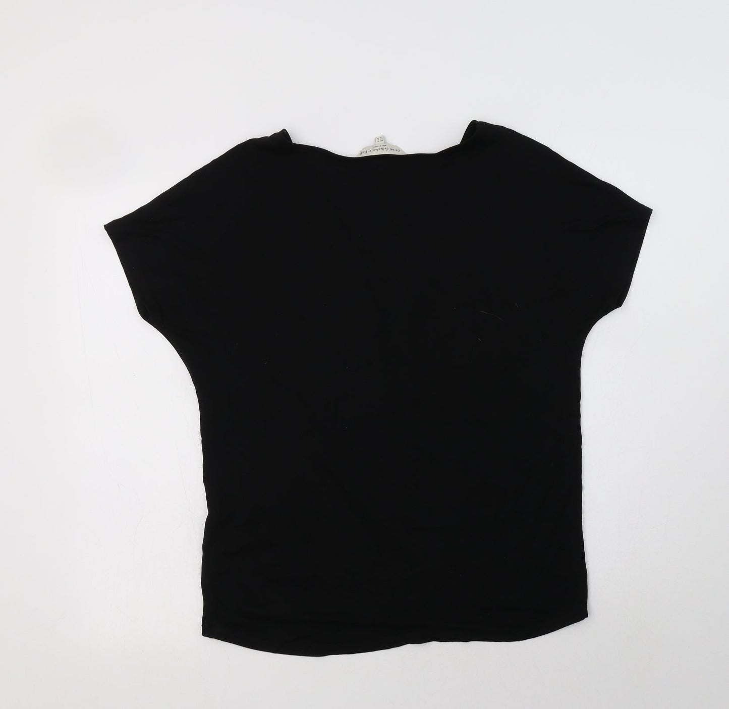 F&F Womens Black Geometric Polyester Basic Blouse Size 10 V-Neck