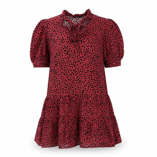 Front view of George women’s pink animal print viscose a-line, size UK 8, v-neck