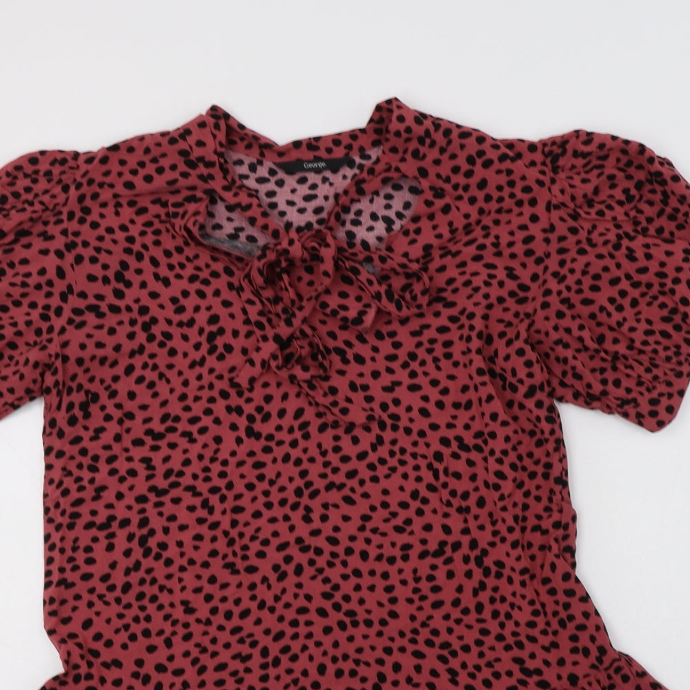 George Womens Pink Animal Print Viscose A-Line  Size 8  V-Neck