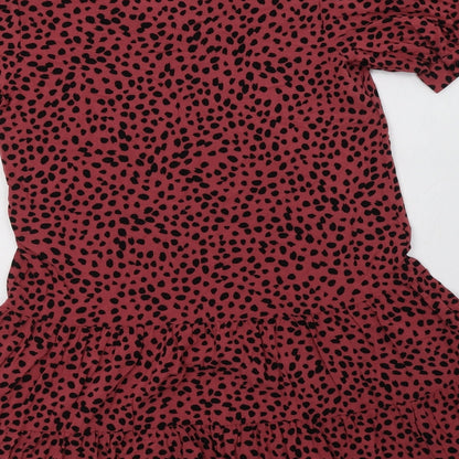 George Womens Pink Animal Print Viscose A-Line  Size 8  V-Neck