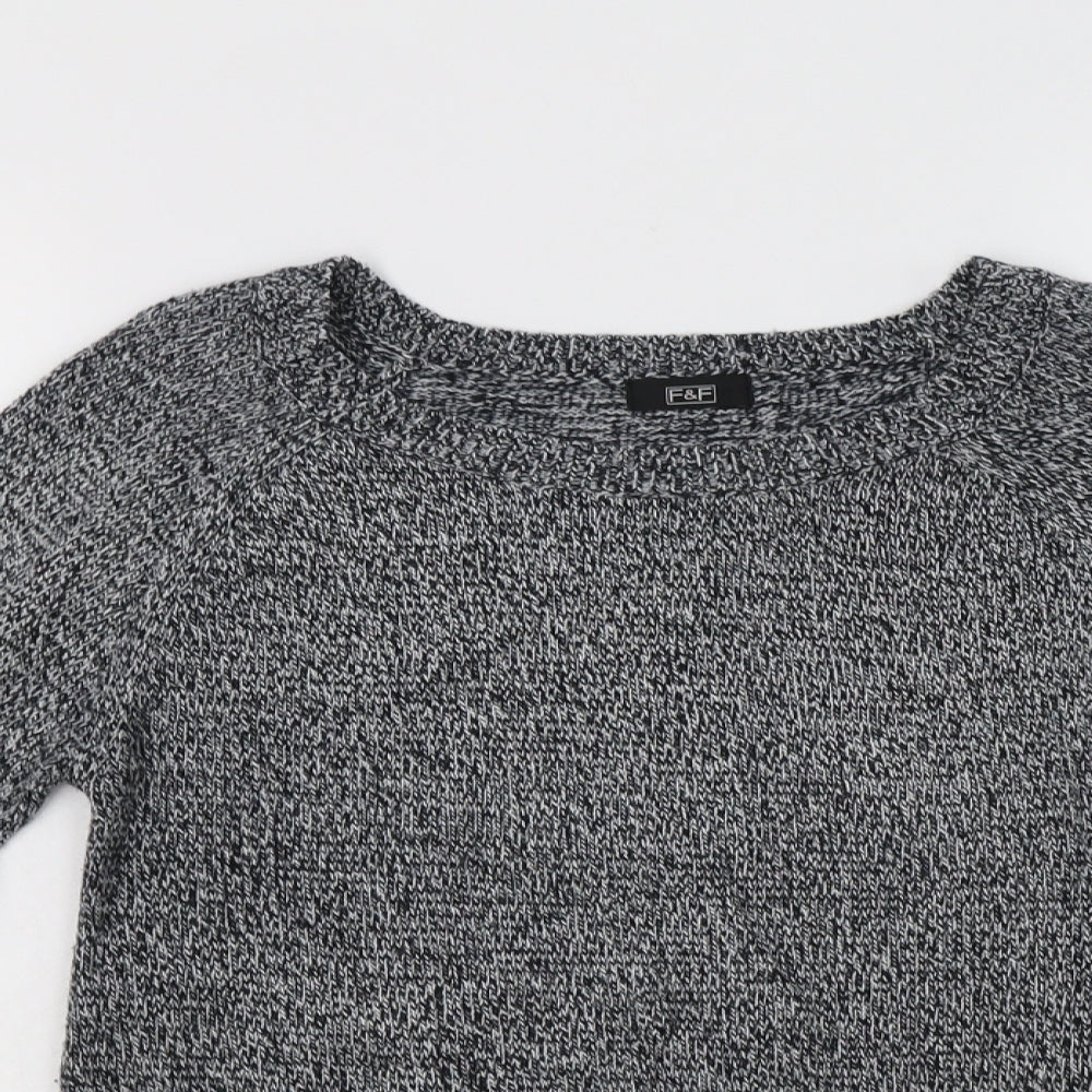 F&F Womens Grey Crew Neck  Acrylic Pullover Jumper Size 10