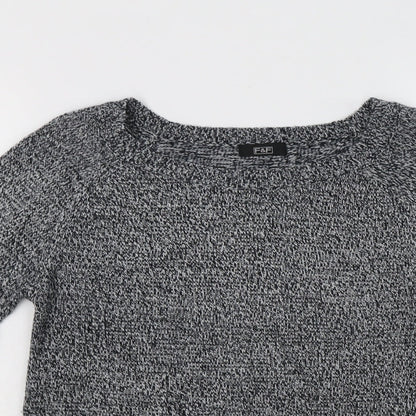 F&F Womens Grey Crew Neck  Acrylic Pullover Jumper Size 10
