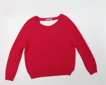 George Womens Pink Round Neck  Acrylic Pullover Jumper Size 8