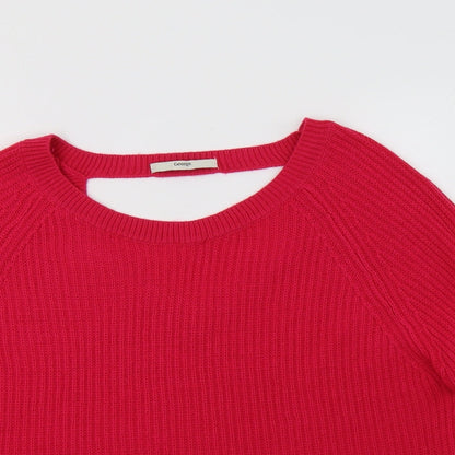 George Womens Pink Round Neck  Acrylic Pullover Jumper Size 8