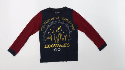 Nutmeg Girls Blue Colourblock Cotton Top Pyjama Top Size 9-10 Years   - Harry Potter