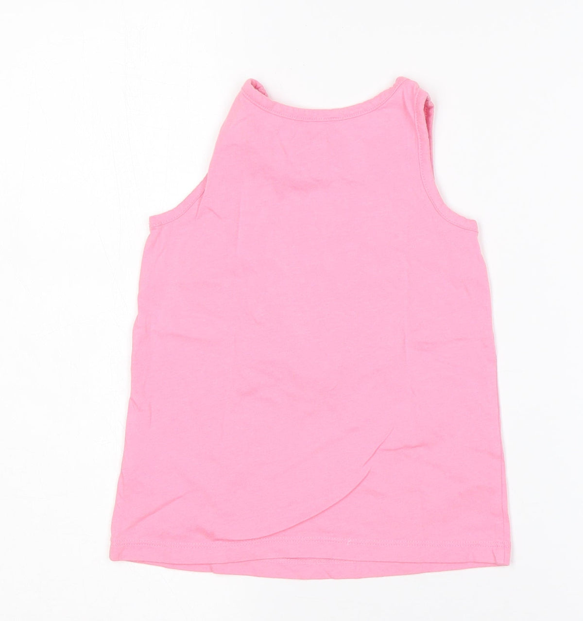 Back view of Gap girls’ pink cotton basic tank, size 5, years round neck