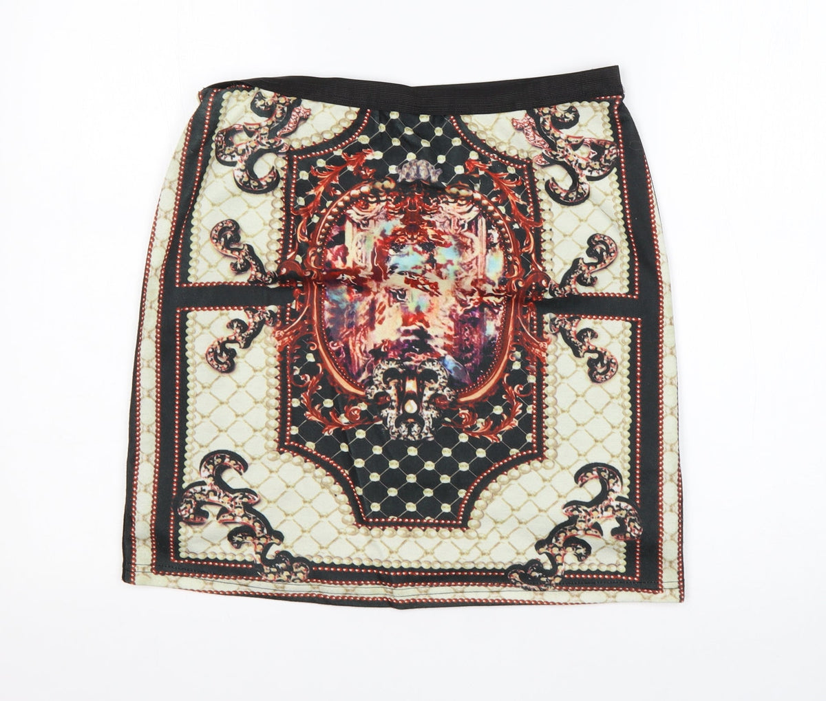 Additional front view of Zanzea women’s multicoloured mini skirt, size XL