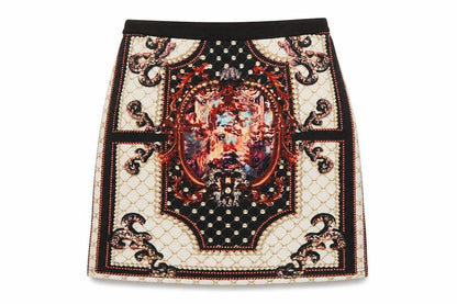 Front view of Zanzea women’s multicoloured mini skirt, size XL