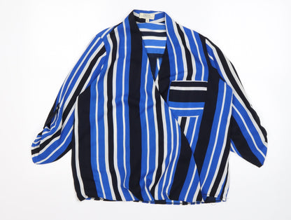 Papaya Womens Multicoloured Striped Polyester Basic Blouse Size 8 V-Neck