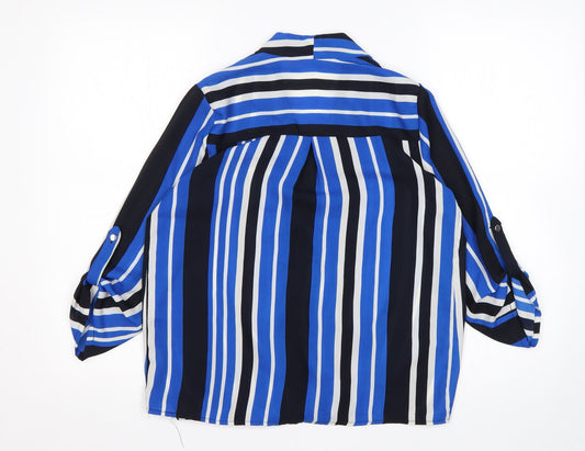 Papaya Womens Multicoloured Striped Polyester Basic Blouse Size 8 V-Neck