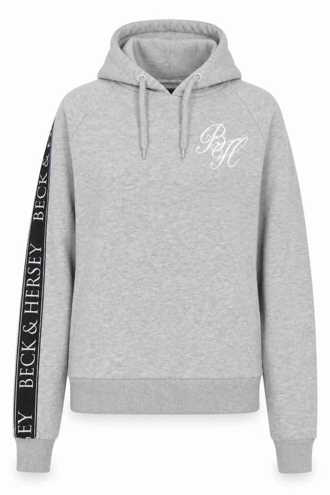 Front view of BLACK & HERSEY women’s grey cotton pullover hoodie, size UK 8