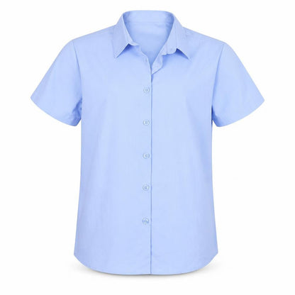 Front view of George boys’ blue polyester basic button-up, size 9-10, years collared