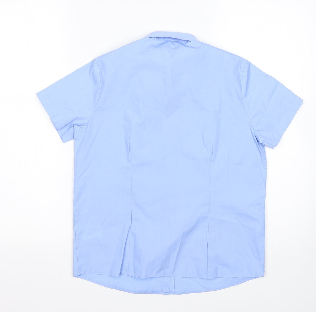Back view of George boys’ blue polyester basic button-up, size 9-10, years collared