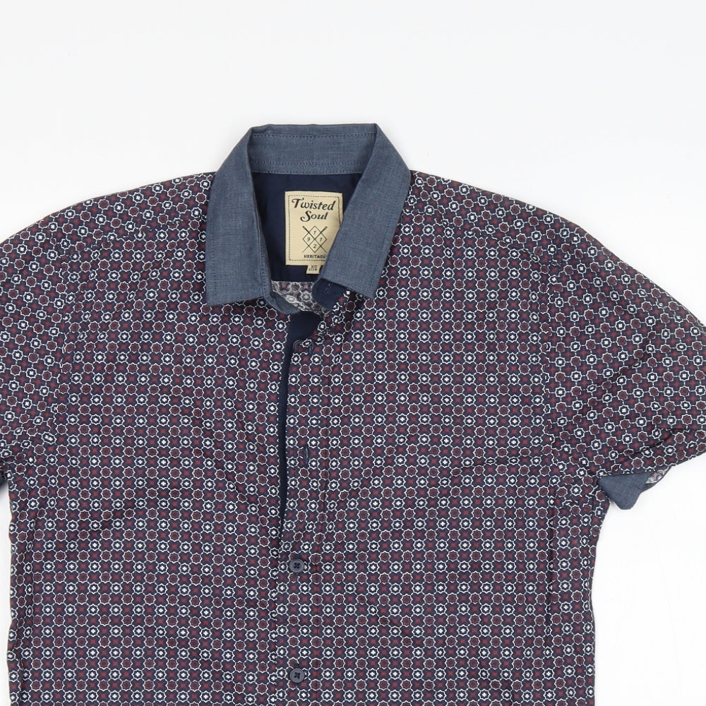 Mens UK Size XS Twister soul Multicoloured  Button-Up Short Sleeve Casual Shirt
