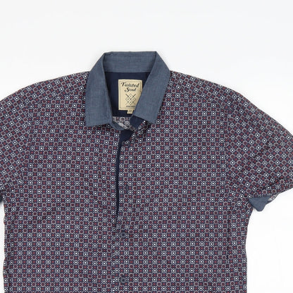 Mens UK Size XS Twister soul Multicoloured  Button-Up Short Sleeve Casual Shirt