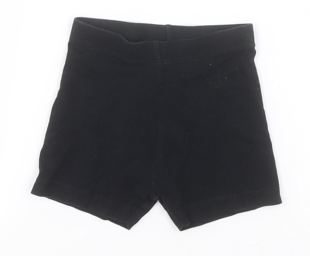 Additional front view of George boys’ black cotton compression shorts, size 4-5, years regular