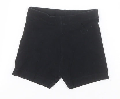 Additional front view of George boys’ black cotton compression shorts, size 4-5, years regular