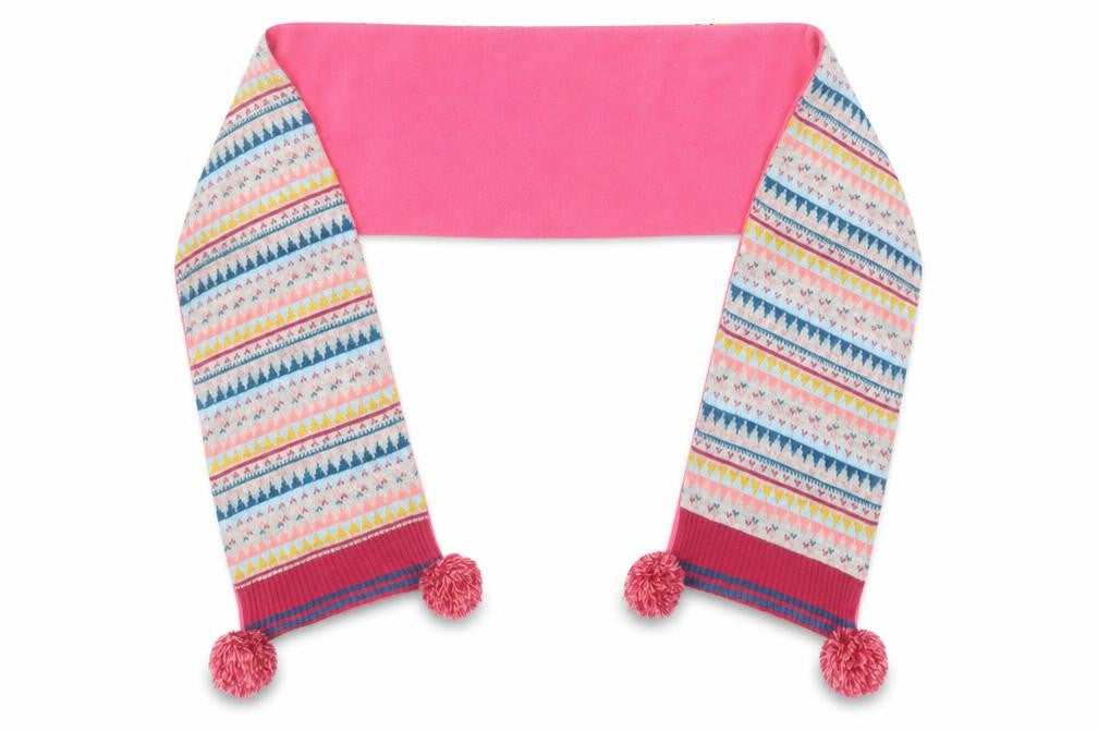 Front view of Matalan girls’ pink geometric acrylic scarf scarves & wraps one size