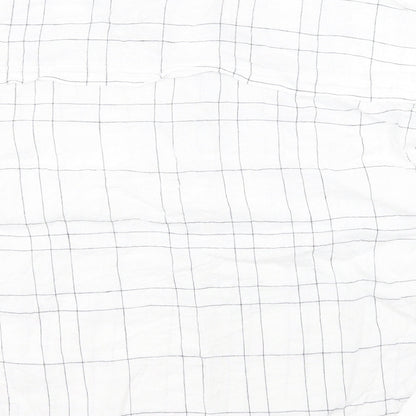 Marks and Spencer Mens White Plaid Flax  T-Shirt Size 14 Round Neck