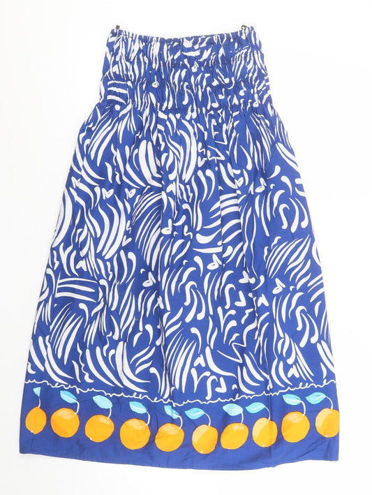 Primark Womens Blue Animal Print Cotton A-Line  Size 4  Off the Shoulder