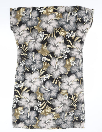 Angelica Womens Black Floral Viscose Pencil Dress    Round Neck