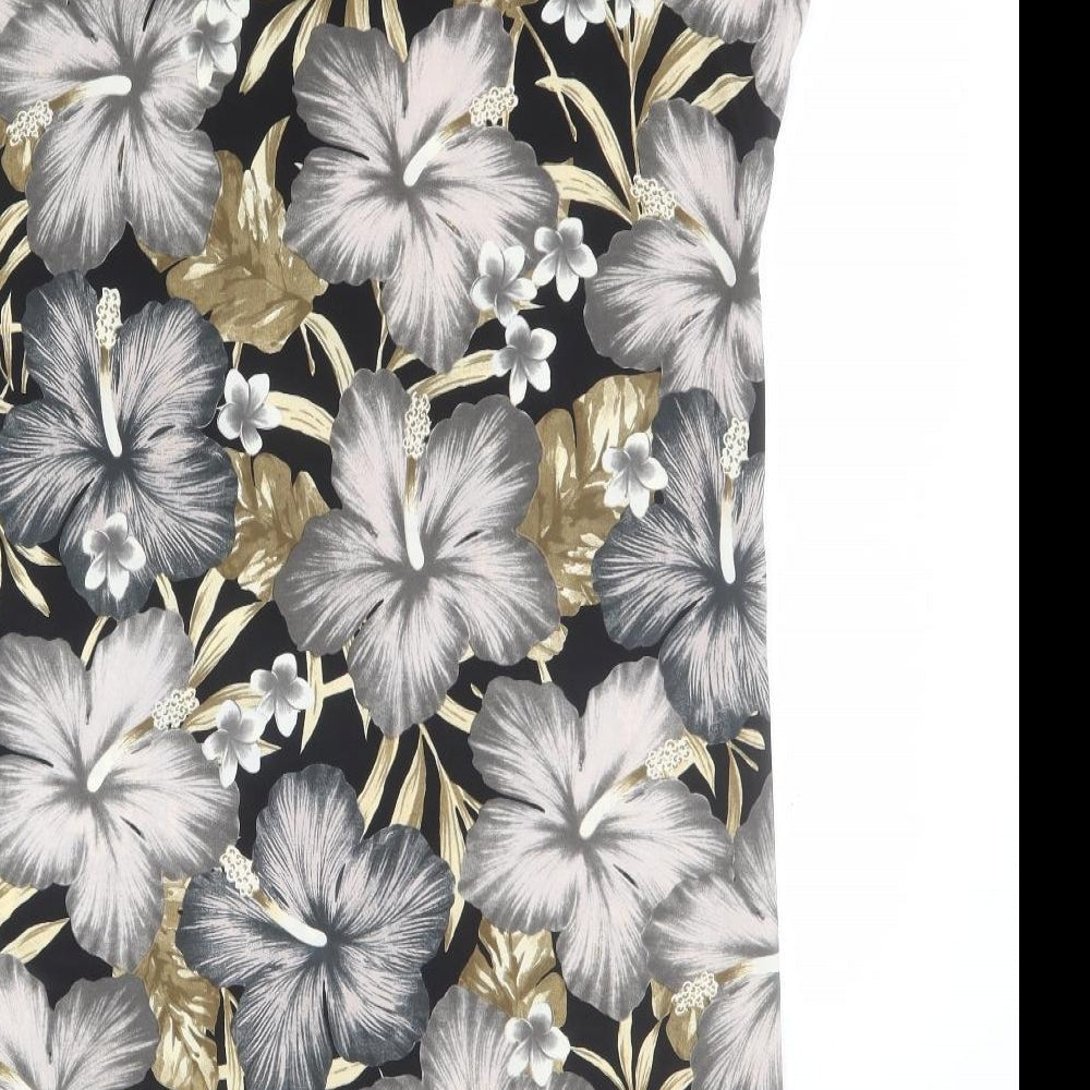 Angelica Womens Black Floral Viscose Pencil Dress    Round Neck