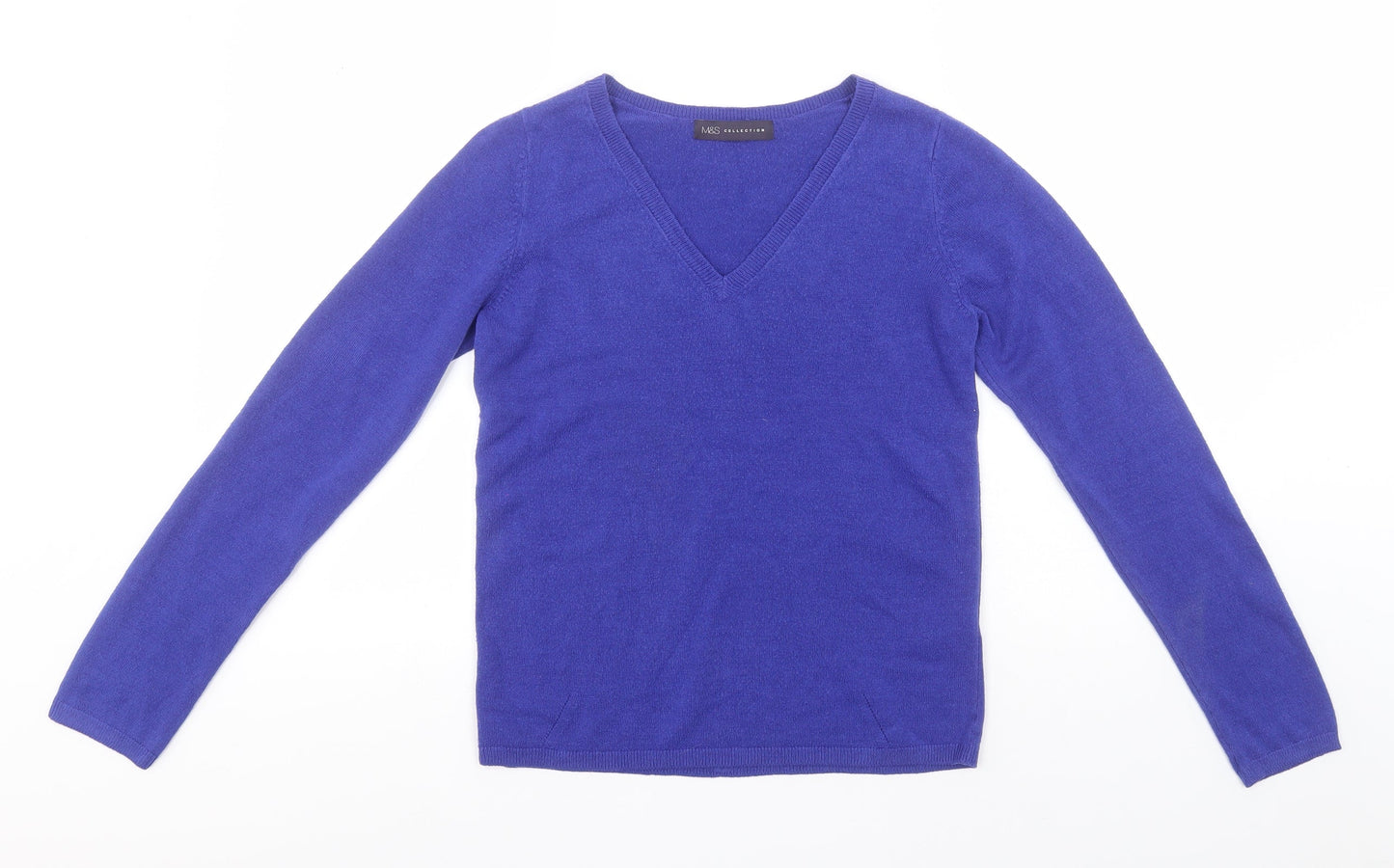 Womens UK Size 8 Marks and Spencer Blue Henley Jumper