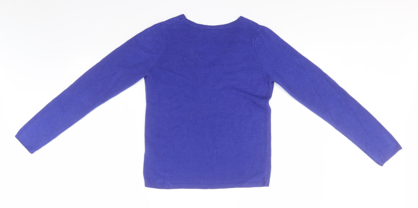 Womens UK Size 8 Marks and Spencer Blue Henley Jumper