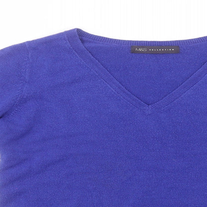 Womens UK Size 8 Marks and Spencer Blue Henley Jumper