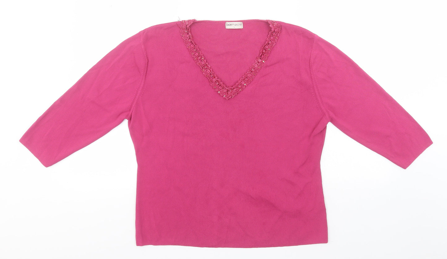 Womens UK Size L Bonmarché Pink Pullover Jumper
