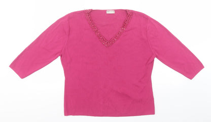 Womens UK Size L Bonmarché Pink Pullover Jumper