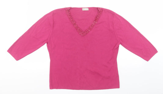 Womens UK Size L Bonmarché Pink Pullover Jumper