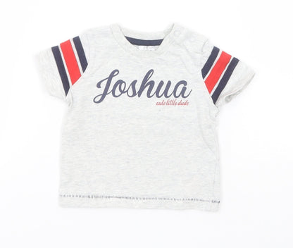F&F Baby Grey  Cotton Basic T-Shirt Size 0-3 Months Round Neck