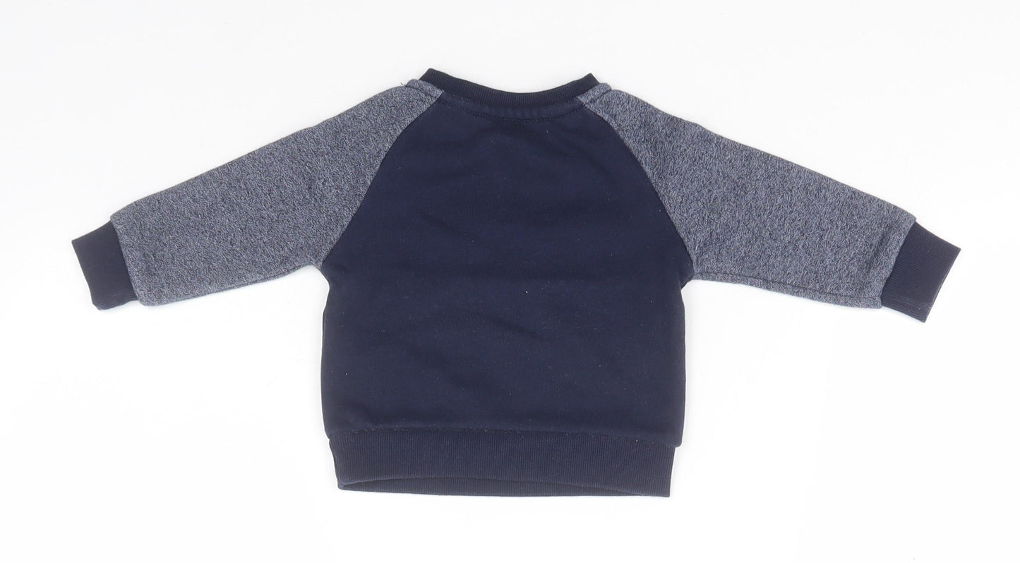 Primark Baby Blue  Cotton Pullover Jumper Size 6-9 Months   - Forest Friends, Bears