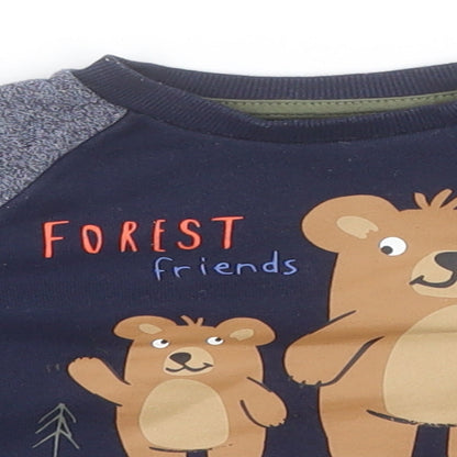Primark Baby Blue  Cotton Pullover Jumper Size 6-9 Months   - Forest Friends, Bears