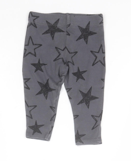 F&F Baby Grey Geometric Cotton Sweatpants Leggings Size 6-9 Months   - Stars