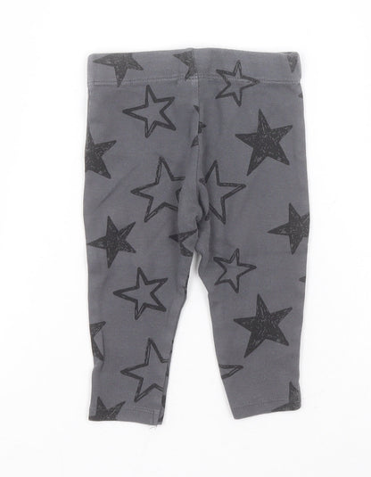 F&F Baby Grey Geometric Cotton Sweatpants Leggings Size 6-9 Months   - Stars