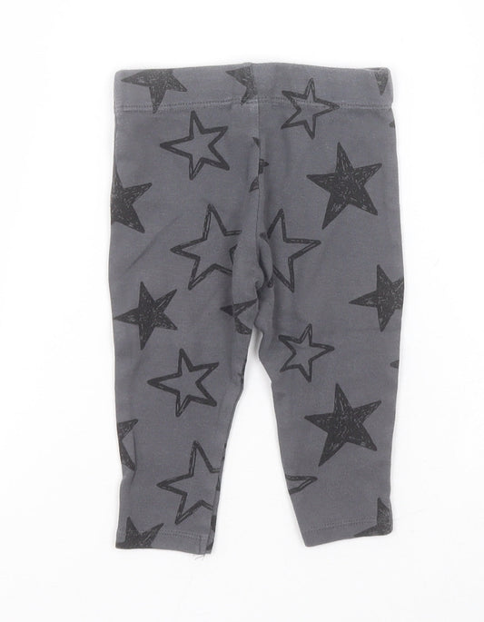 F&F Baby Grey Geometric Cotton Sweatpants Leggings Size 6-9 Months   - Stars