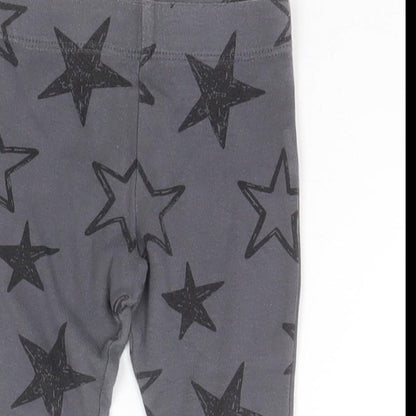 F&F Baby Grey Geometric Cotton Sweatpants Leggings Size 6-9 Months   - Stars