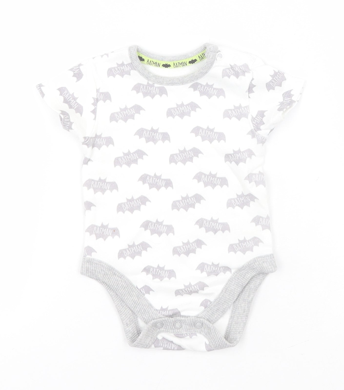 Batman Boys White Geometric Cotton Leotard One-Piece Size 6-9 Months   - Batman