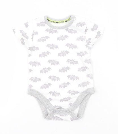 Batman Boys White Geometric Cotton Leotard One-Piece Size 6-9 Months   - Batman