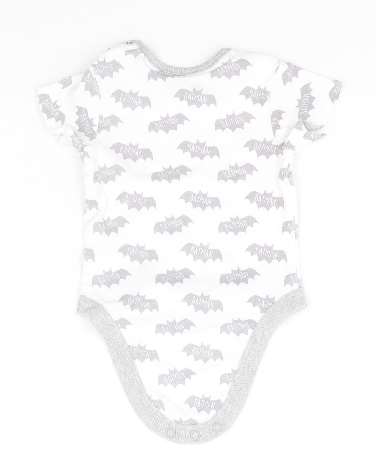 Batman Boys White Geometric Cotton Leotard One-Piece Size 6-9 Months   - Batman