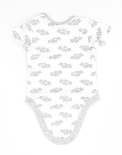 Batman Boys White Geometric Cotton Leotard One-Piece Size 6-9 Months   - Batman
