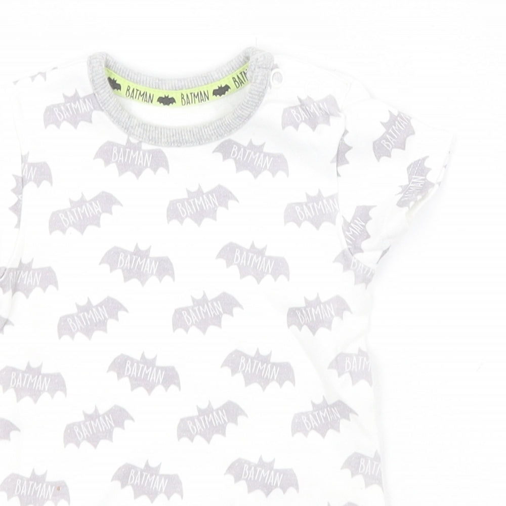 Batman Boys White Geometric Cotton Leotard One-Piece Size 6-9 Months   - Batman