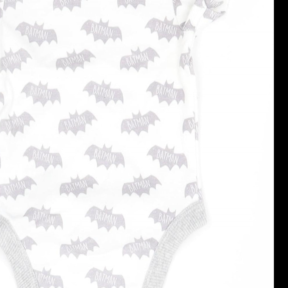Batman Boys White Geometric Cotton Leotard One-Piece Size 6-9 Months   - Batman