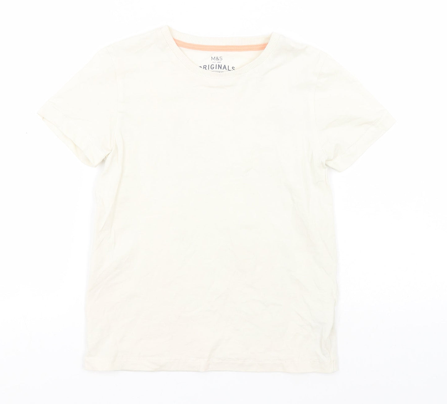 Marks and Spencer Boys Green  Cotton Basic T-Shirt Size 6-7 Years Round Neck
