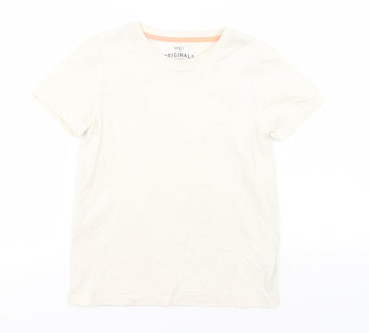 Marks and Spencer Boys Green  Cotton Basic T-Shirt Size 6-7 Years Round Neck
