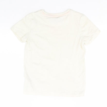 Marks and Spencer Boys Green  Cotton Basic T-Shirt Size 6-7 Years Round Neck
